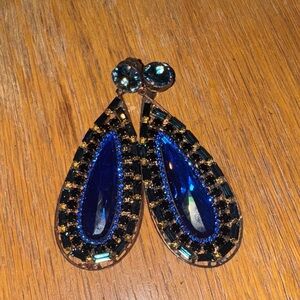 Elegant Blue and Gold Drop Earrings